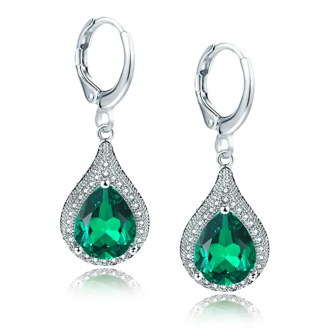 Náušnice Brillance Priscilla Smaragd Green s krystaly Swarovski
