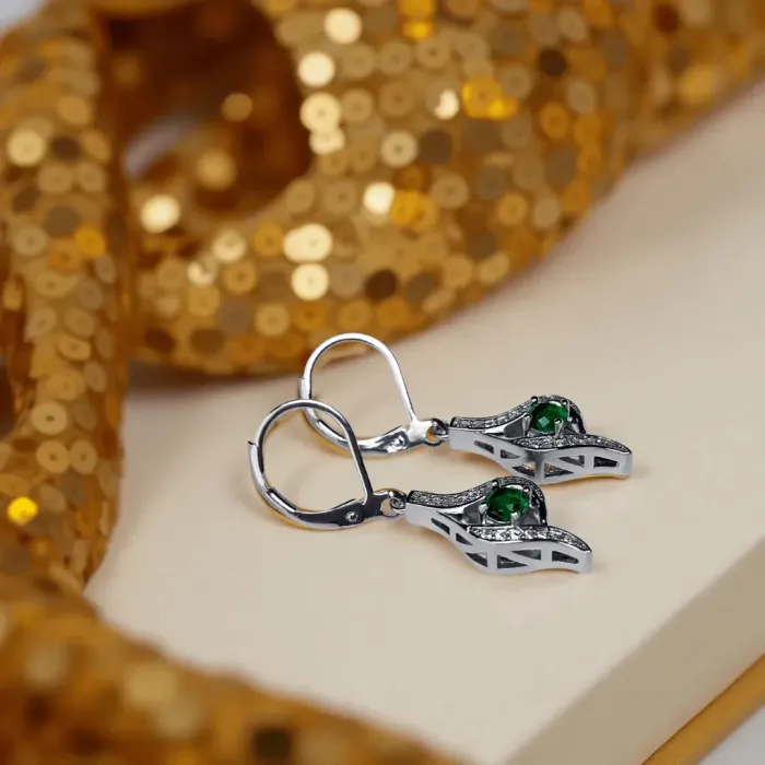 Náušnice Brillance Gloria Smaragd Green