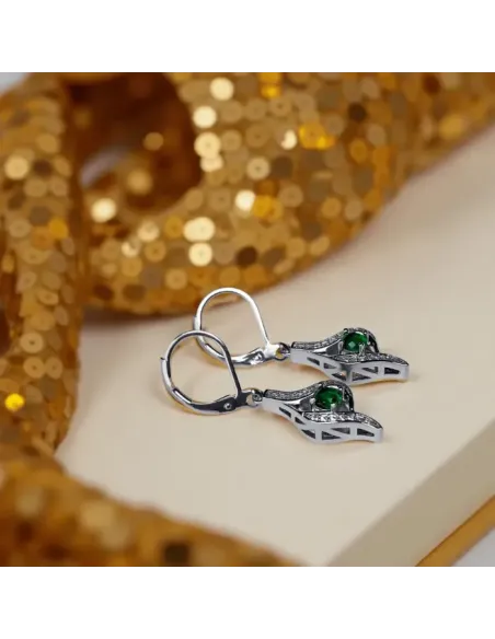 Náušnice Brillance Gloria Smaragd Green