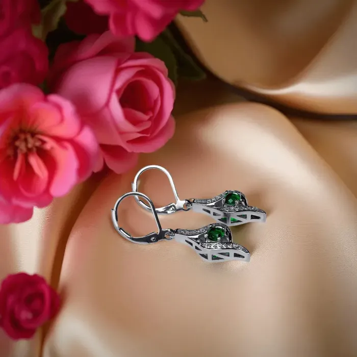 Náušnice Brillance Gloria Smaragd Green