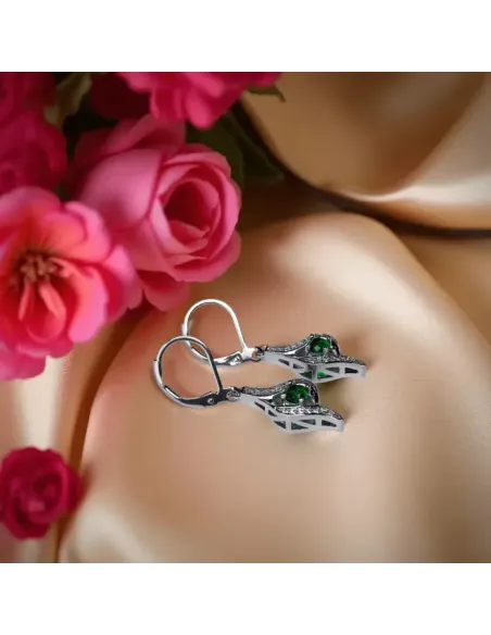 Náušnice Brillance Gloria Smaragd Green