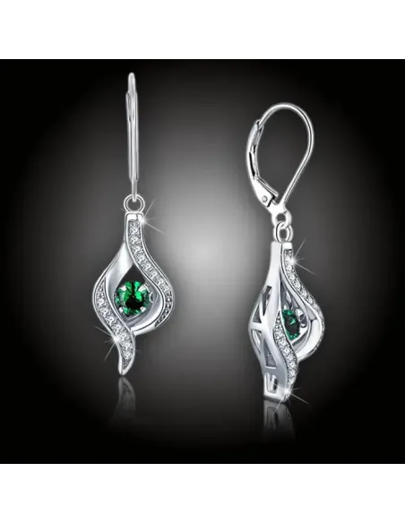 Náušnice Brillance Gloria Smaragd Green