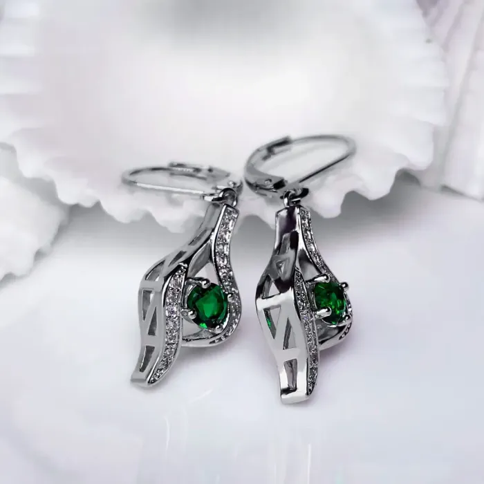 Náušnice Brillance Gloria Smaragd Green