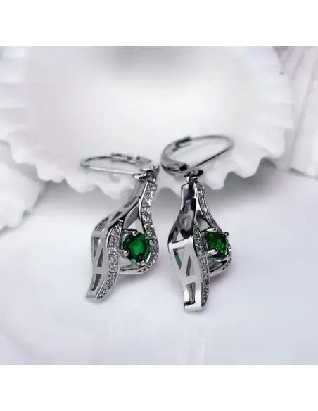 Náušnice Brillance Gloria Smaragd Green