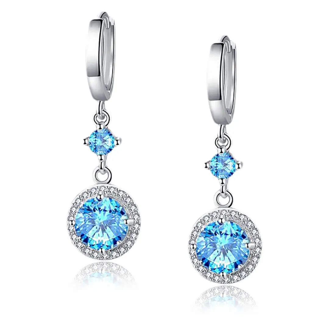 Náušnice Brillance Luna Sea Blue s krystaly Swarovski