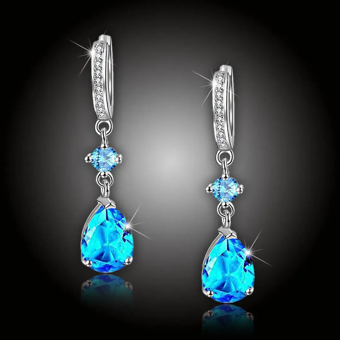 Náušnice Brillance Princess Sea Blue se zirkony 2