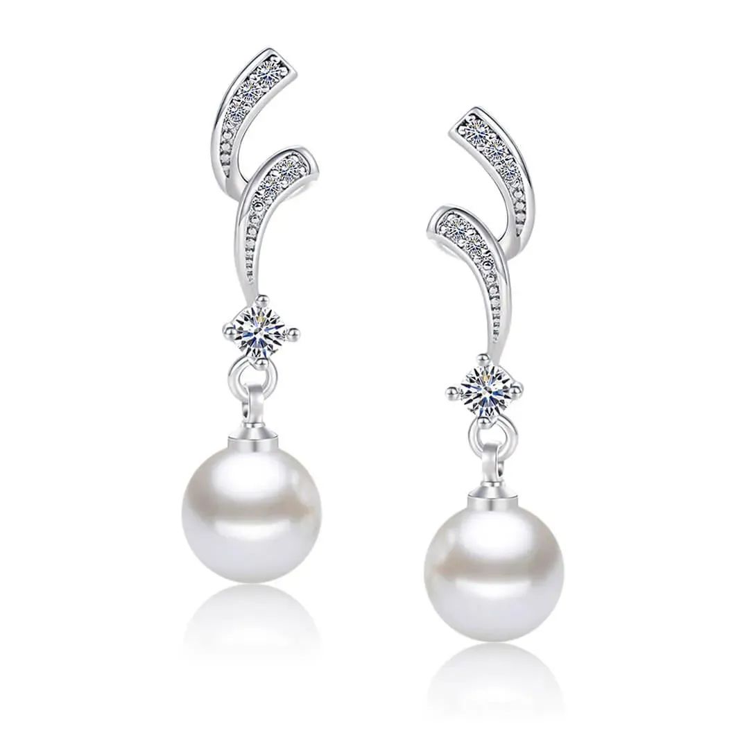 Perlové náušnice Olympia White Pearl se zirkony