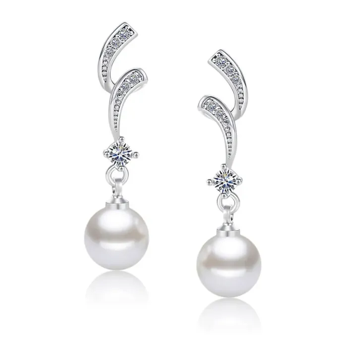 Perlové náušnice Olympia White Pearl se zirkony