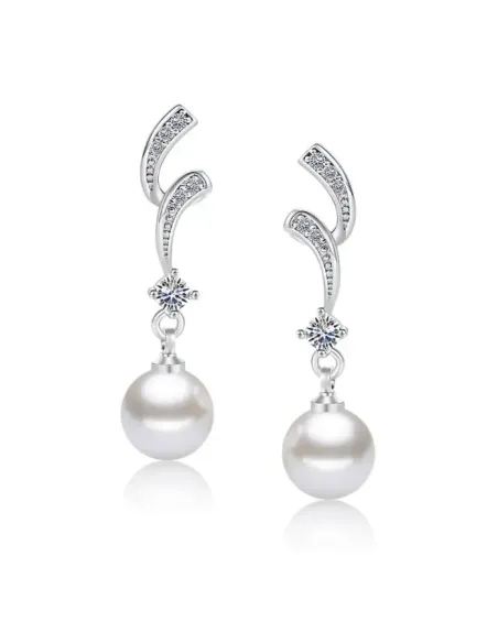 Perlové náušnice Olympia White Pearl se zirkony