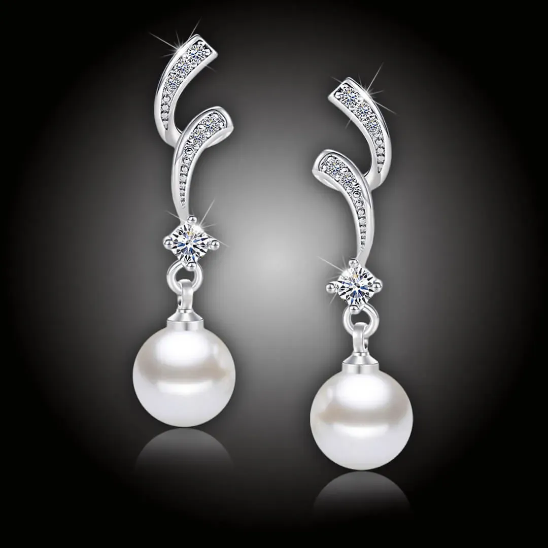 Perlové náušnice Olympia White Pearl se zirkony 2