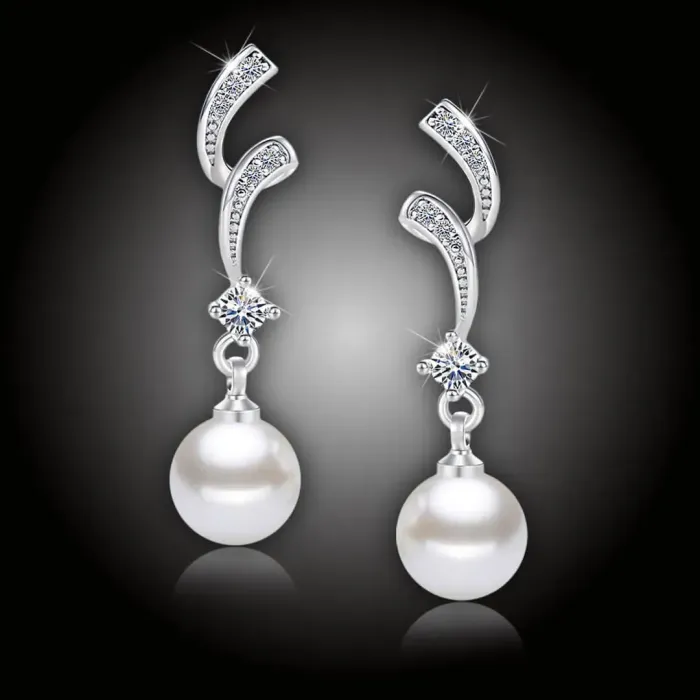 Perlové náušnice Olympia White Pearl se zirkony