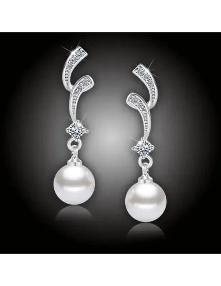 Perlové náušnice Olympia White Pearl se zirkony