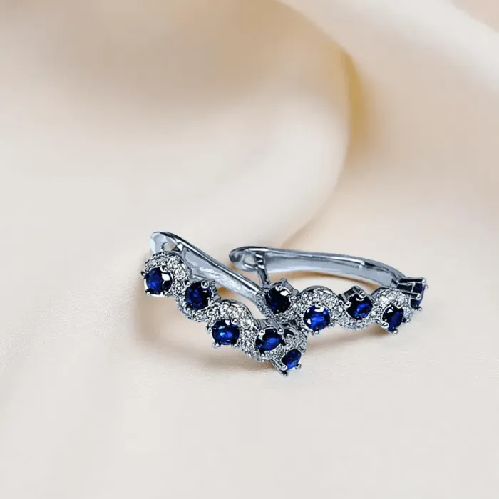 Náušnice Brillance Allegra Royal Blue se zirkony