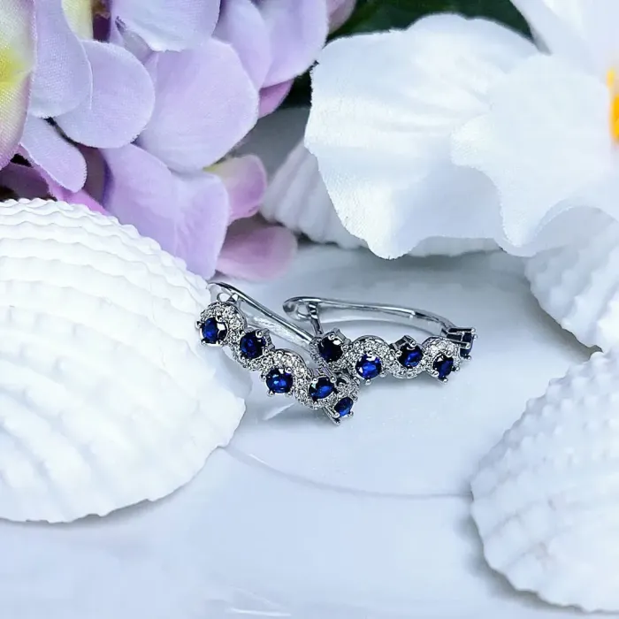 Náušnice Brillance Allegra Royal Blue se zirkony