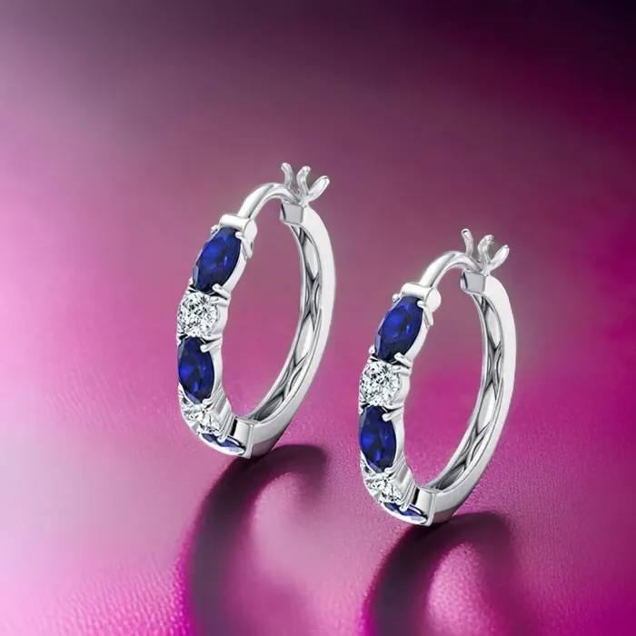 Náušnice Brillance Lara Royal Blue se zirkony