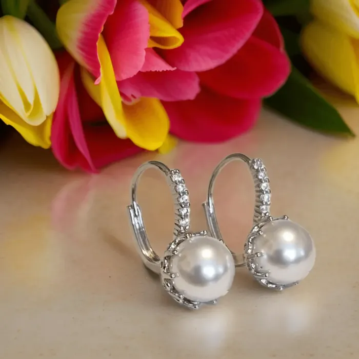 Perlové náušnice Melody White Pearl