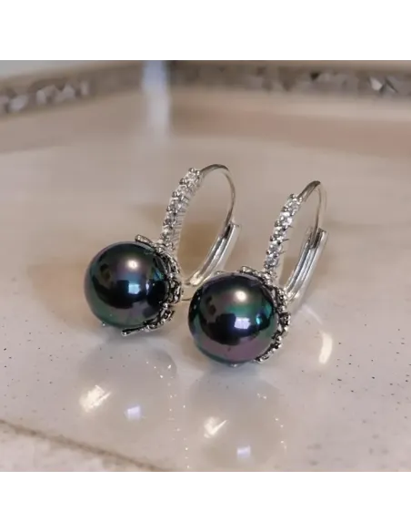 Perlové náušnice Melody Mystic Pearl zdobené zirkony