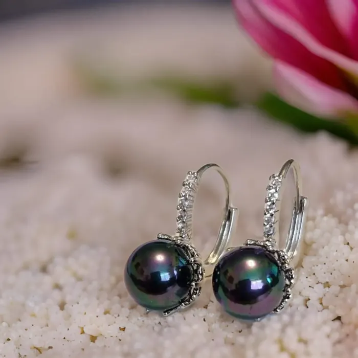 Perlové náušnice Melody Mystic Pearl zdobené zirkony