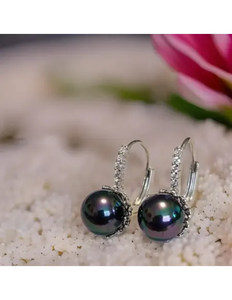 Perlové náušnice Melody Mystic Pearl zdobené zirkony