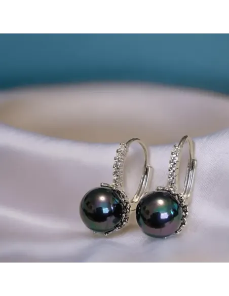 Perlové náušnice Melody Mystic Pearl zdobené zirkony