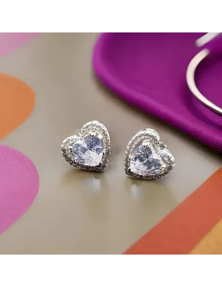 Náušnice La Diamantina Diamond Heart se zirkony
