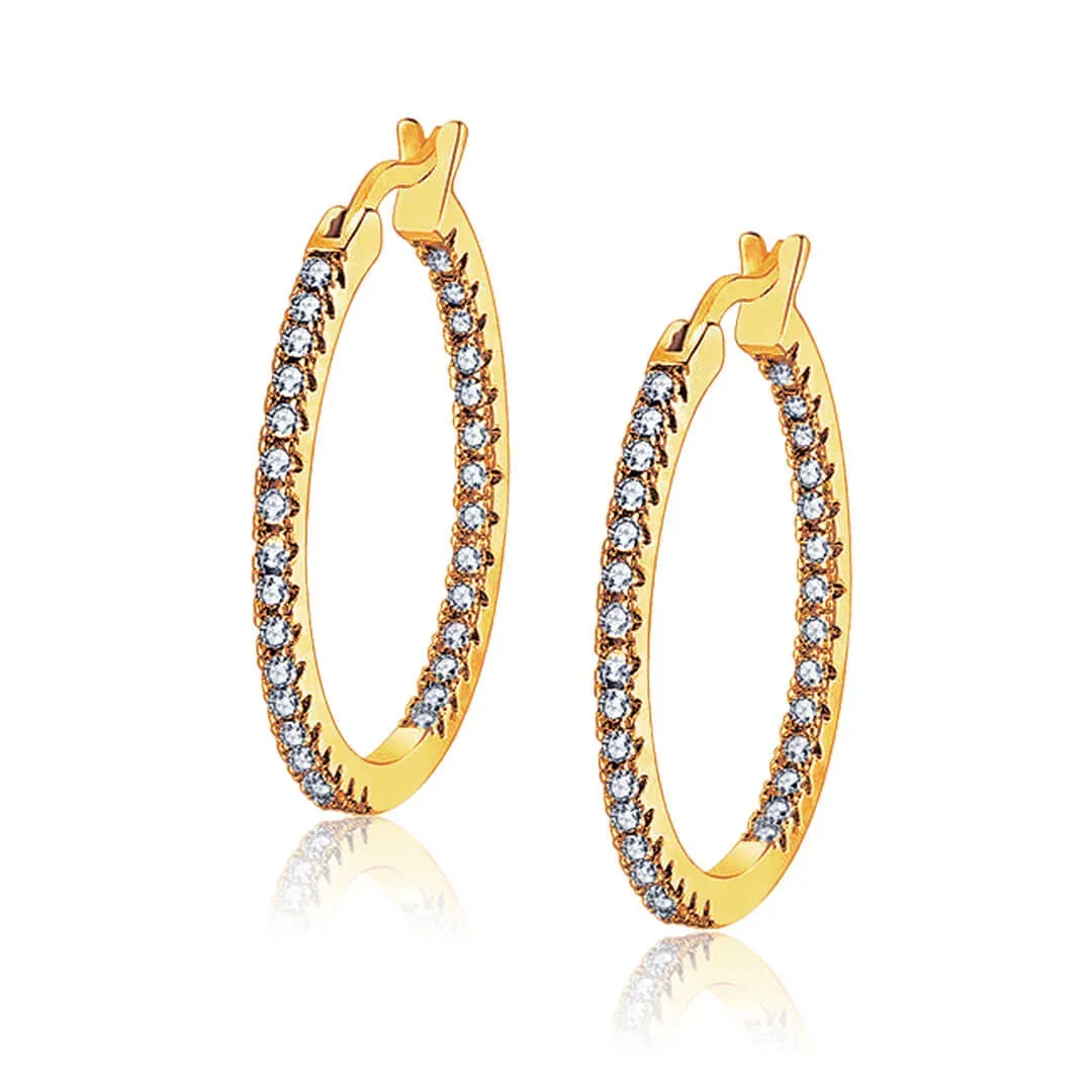 Náušnice Brillance Vivien Gold se zirkony (průměr 2 cm)