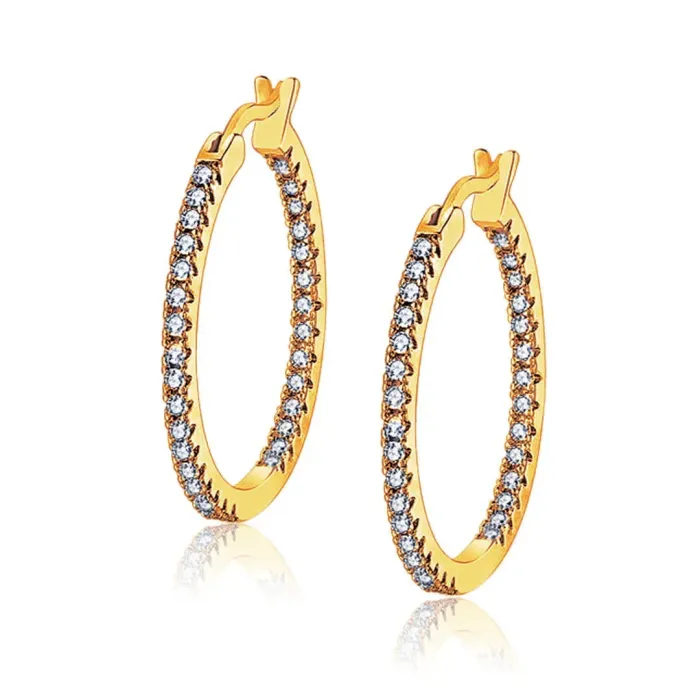 Náušnice Brillance Vivien Gold se zirkony (průměr 2 cm)