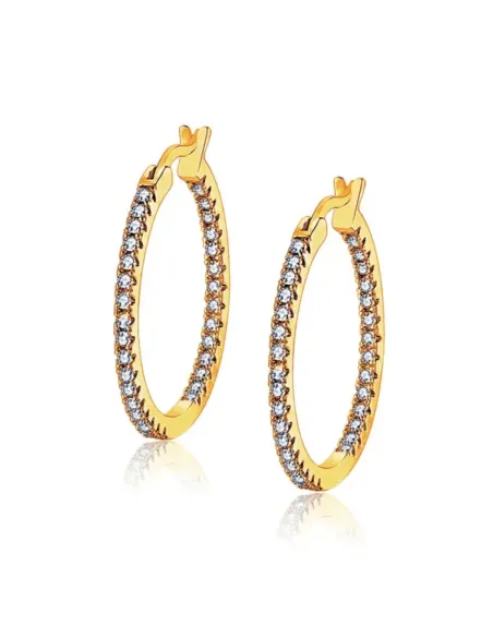 Náušnice Brillance Vivien Gold se zirkony (průměr 2 cm)