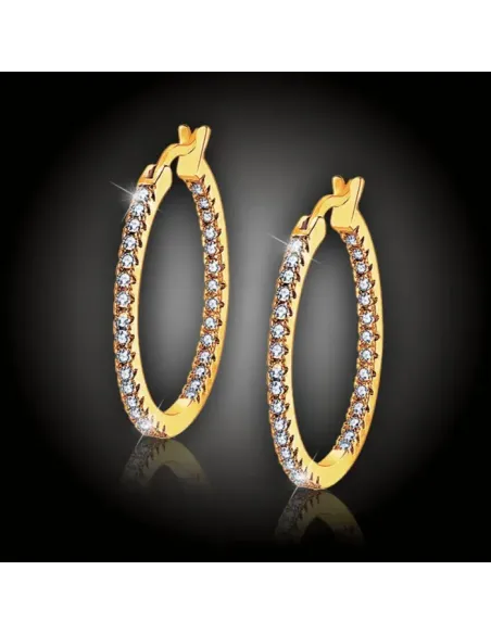 Náušnice Brillance Vivien Gold se zirkony (průměr 2 cm)