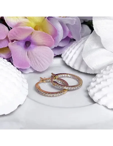 Náušnice Brillance Vivien Gold se zirkony (průměr 2 cm)