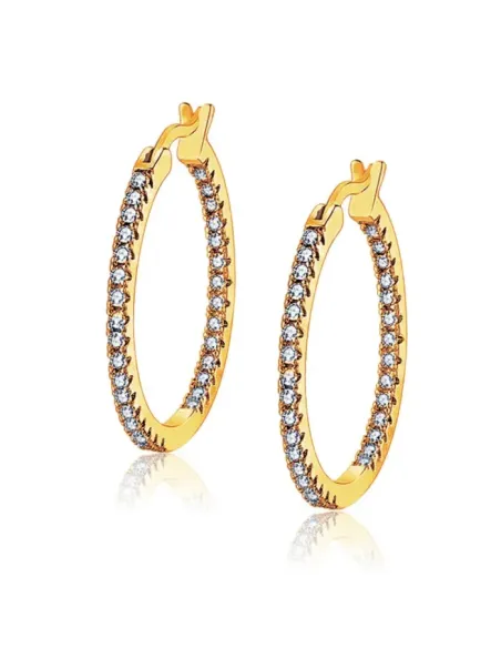 Náušnice Brillance Vivien Gold se zirkony (průměr 3 cm)