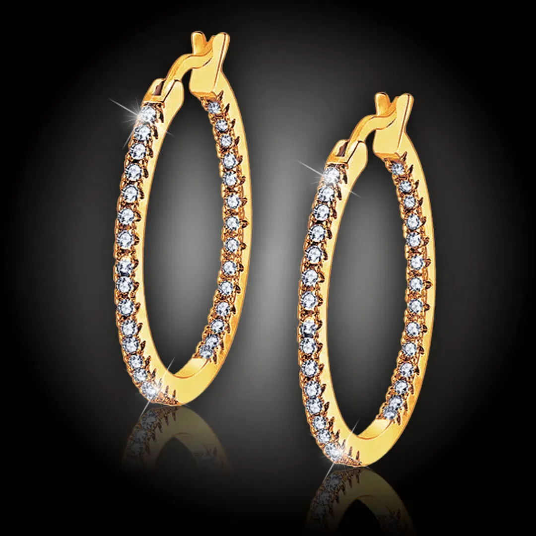 Náušnice Brillance Vivien Gold se zirkony (průměr 3 cm) 2