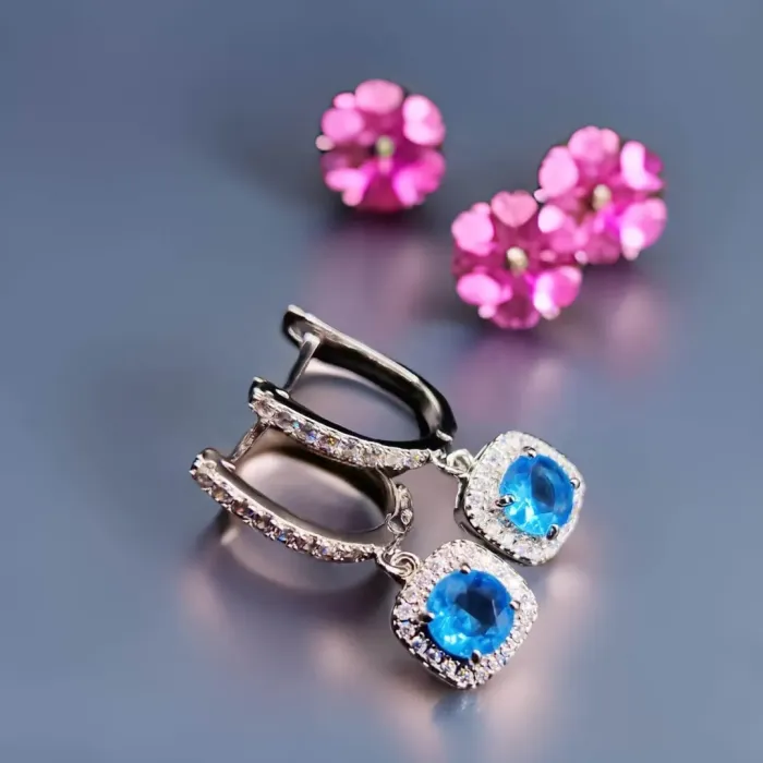 Náušnice La Diamantina Diana Aquamarine s krystaly Swarovski®