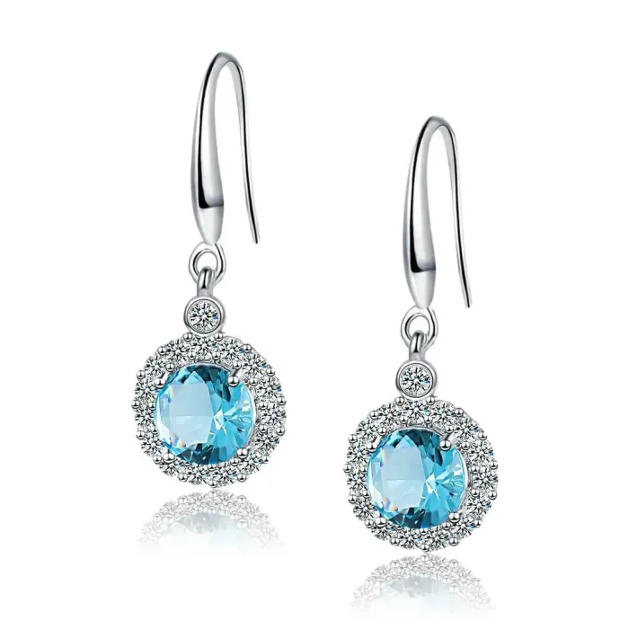 Náušnice Brillance Gabriella Aquamarine se zirkony