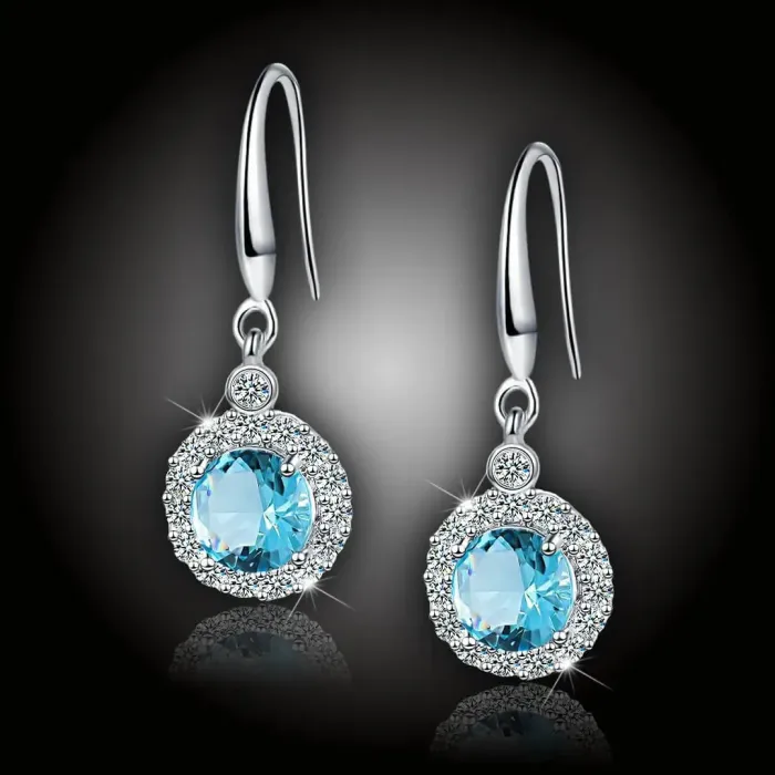 Náušnice Brillance Gabriella Aquamarine se zirkony