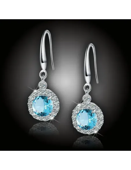 Náušnice Brillance Gabriella Aquamarine se zirkony