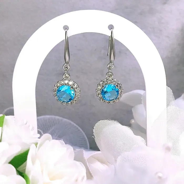 Náušnice Brillance Gabriella Aquamarine se zirkony