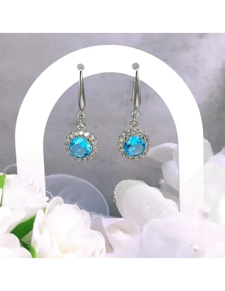 Náušnice Brillance Gabriella Aquamarine se zirkony