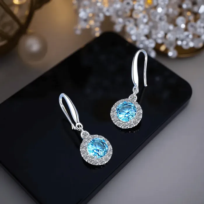 Náušnice Brillance Gabriella Aquamarine se zirkony