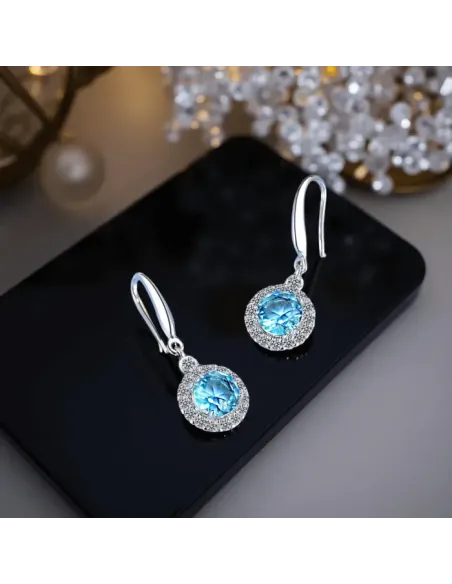 Náušnice Brillance Gabriella Aquamarine se zirkony