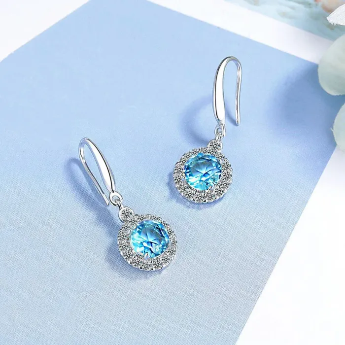 Náušnice Brillance Gabriella Aquamarine se zirkony