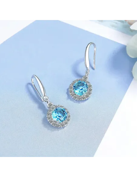 Náušnice Brillance Gabriella Aquamarine se zirkony