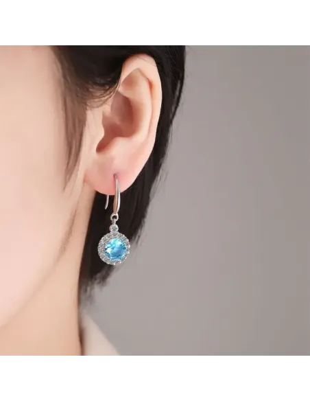 Náušnice Brillance Gabriella Aquamarine se zirkony