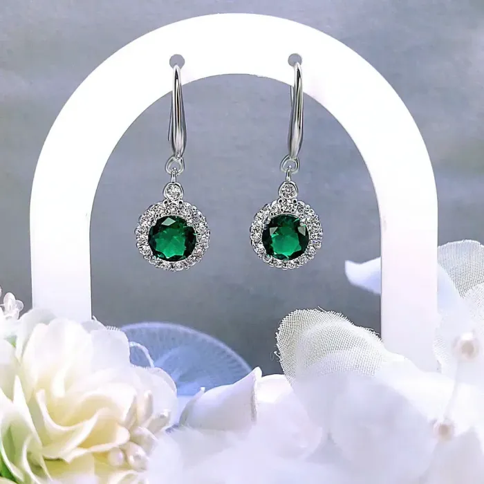 Náušnice Brillance Gabriella Smaragd Green se zirkony
