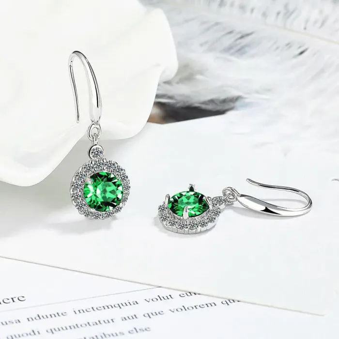 Náušnice Brillance Gabriella Smaragd Green se zirkony