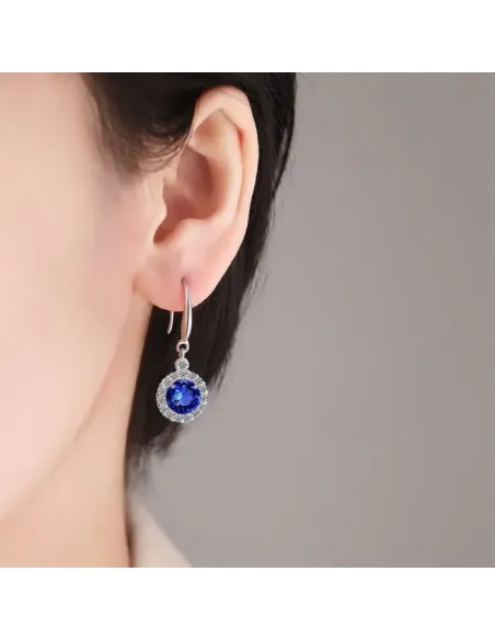 Náušnice Brillance Gabriella Royal Blue se zirkony