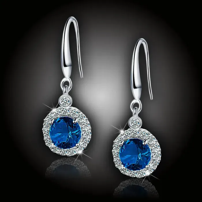 Náušnice Brillance Gabriella Royal Blue se zirkony