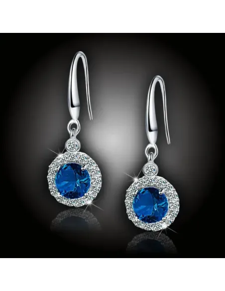 Náušnice Brillance Gabriella Royal Blue se zirkony