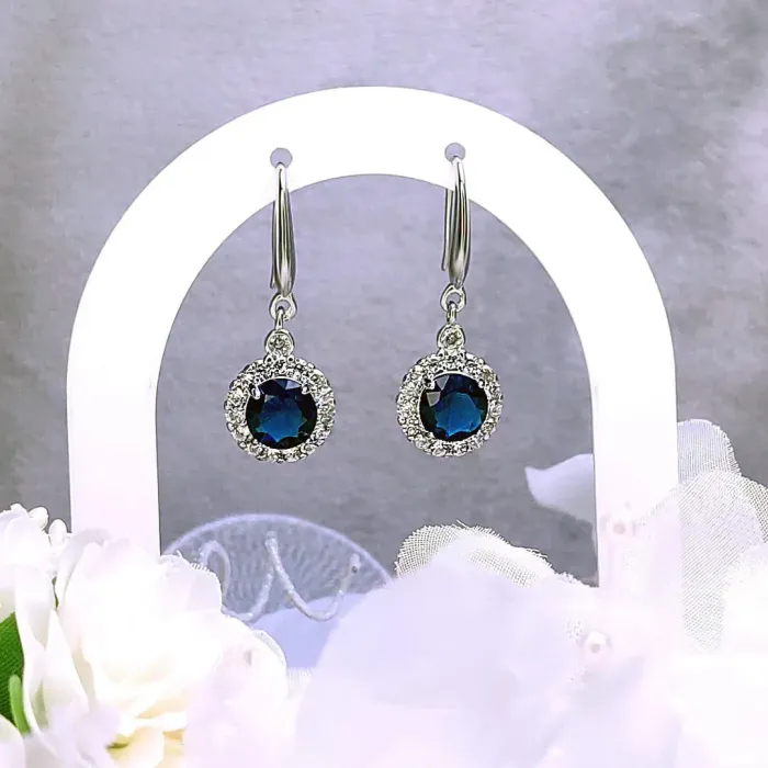 Náušnice Brillance Gabriella Royal Blue se zirkony