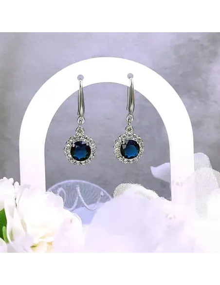 Náušnice Brillance Gabriella Royal Blue se zirkony